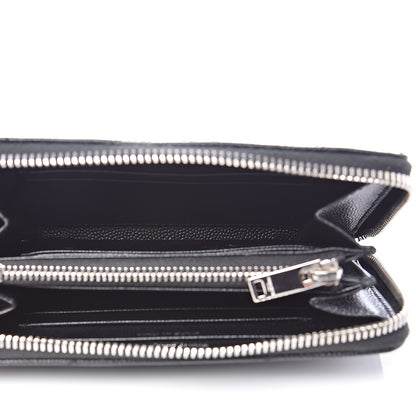 Saint Laurent Grain De Poudre Matelasse Chevron Monogram Zip Around Wallet Black 5 of 9