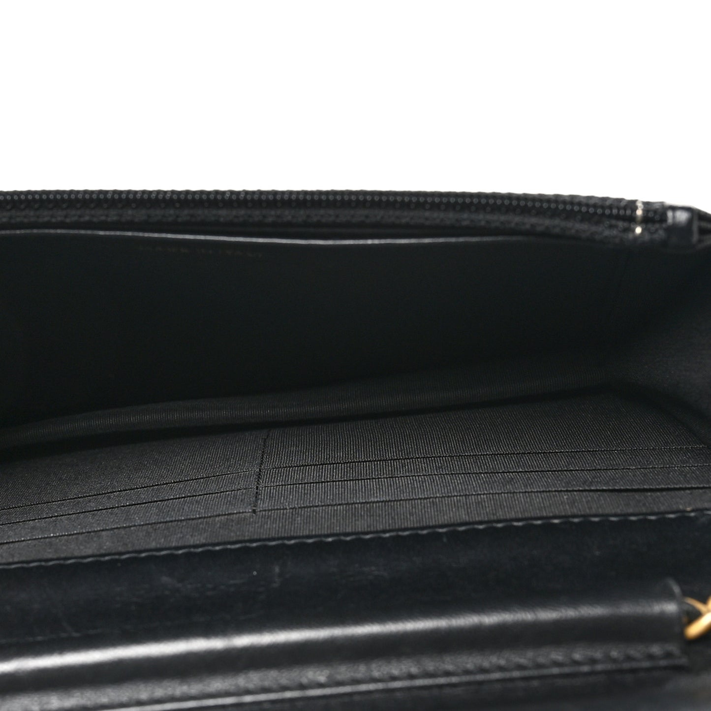 Lambskin Chevron Boy Wallet On Chain WOC Black