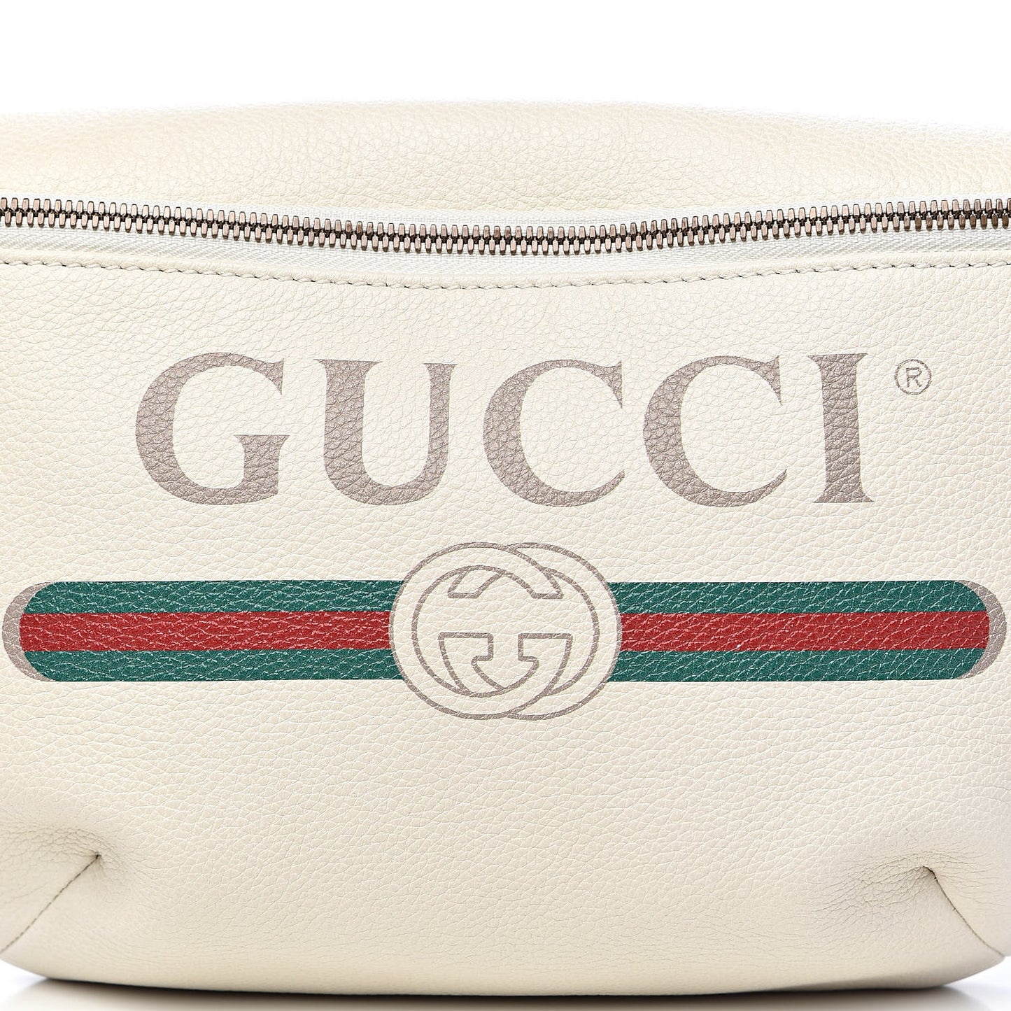 Grained Calfskin Logo Belt Bag White