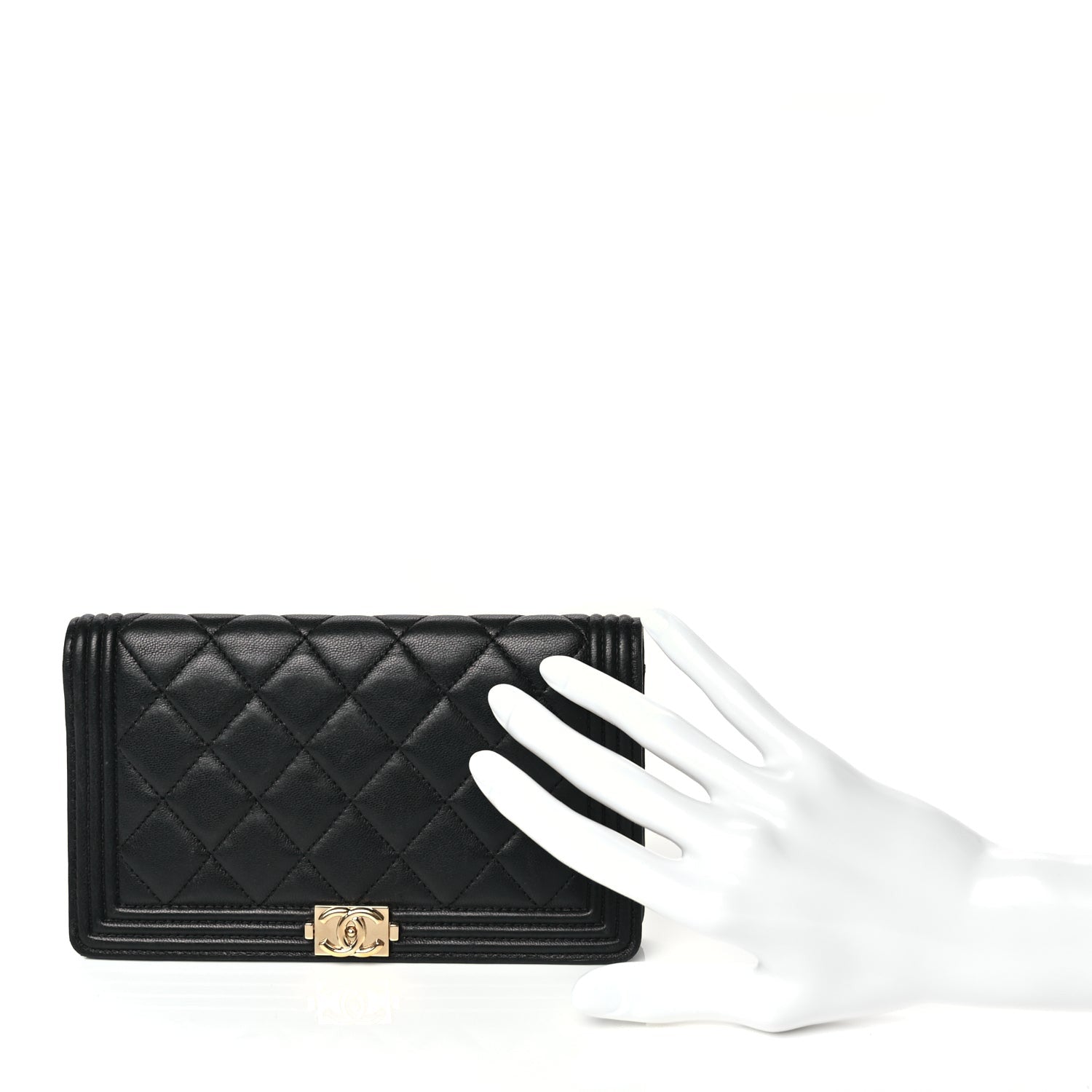 Chanel Lambskin Quilted Boy Yen Wallet Black 2 of 10