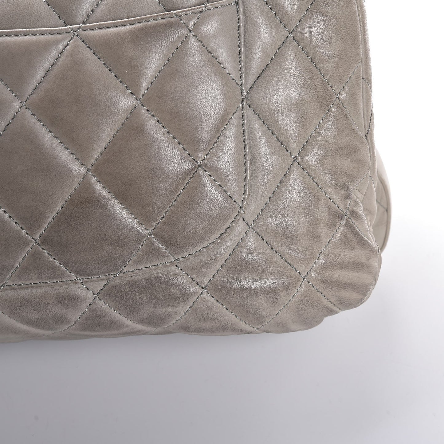 Lambskin Quilted Maxi 3 Flap Bag Grey