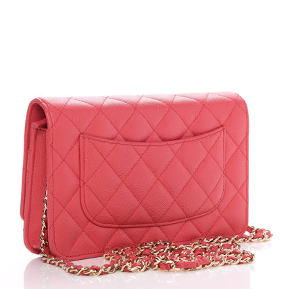 Chanel Caviar Quilted Wallet On Chain WOC Dark Pink 3 of 9