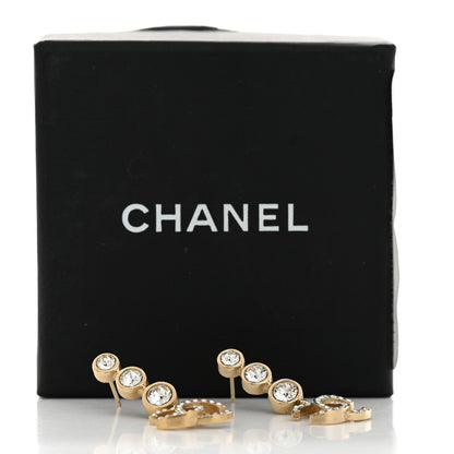 Chanel Crystal CC Drop Earrings Gold 8 of 8