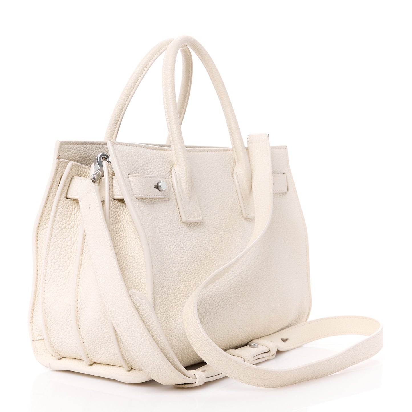 Grained Calfskin Baby Supple Sac De Jour White