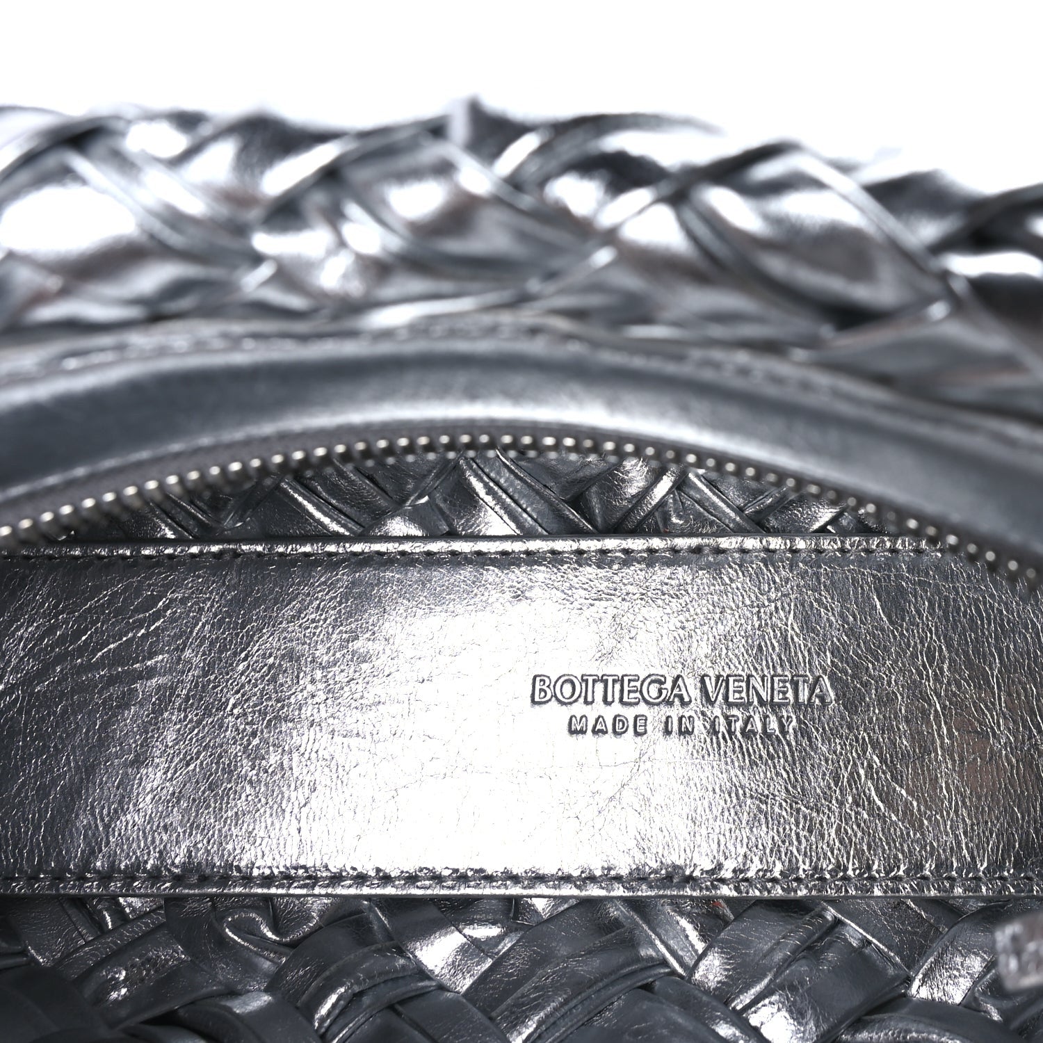 Bottega Veneta Calfskin Intrecciato Kalimero Cha-Cha Clutch  Silver 5 of 7