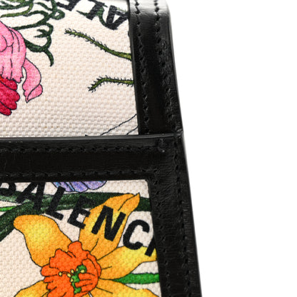 Balenciaga X GUCCI Canvas Boarded Plutone Calfskin Flora Logo Print Small Hourglass Top Handle Bag White Multicolor Black 13 of 14