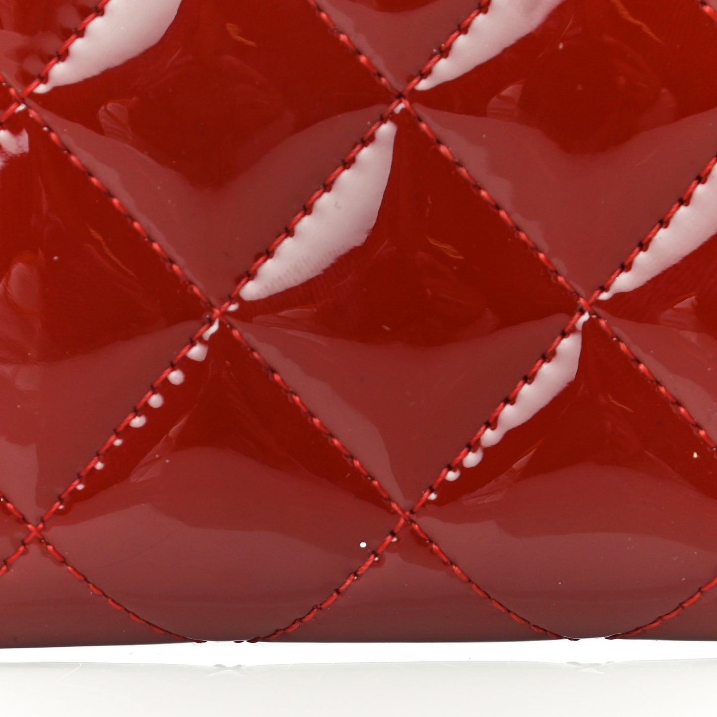 Patent Quilted Large Gusset Zip Around Wallet Red