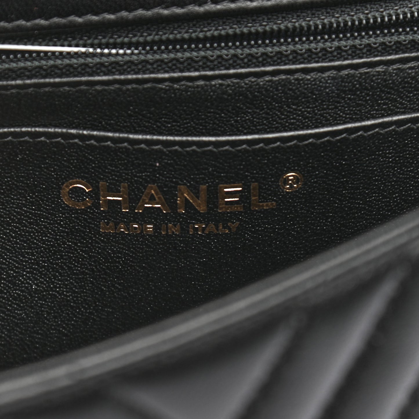 Lambskin Chevron Quilted Mini Square Flap Black