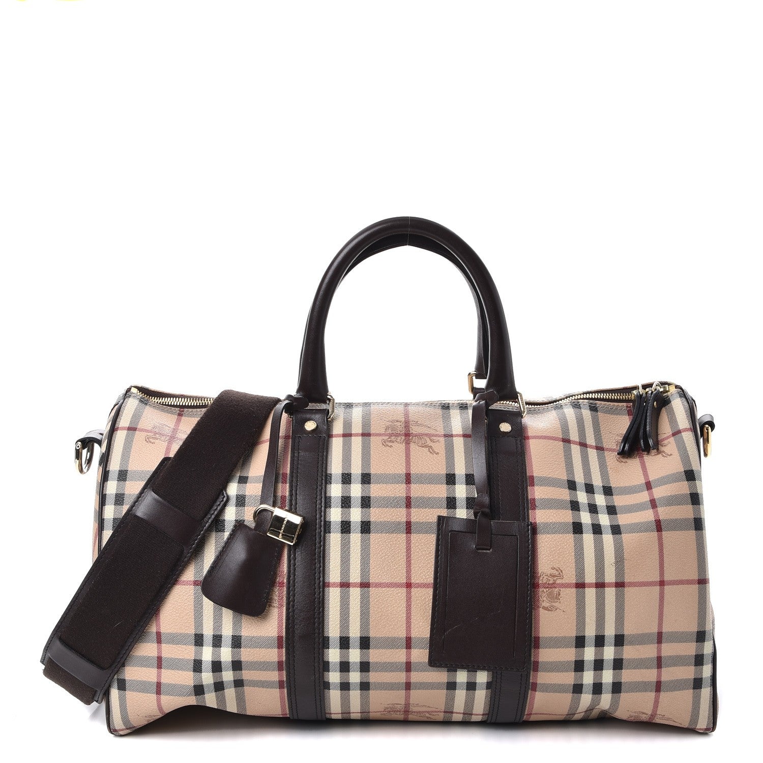 Burberry Haymarket Check Duffle Bag Dark Brown 1 of 20