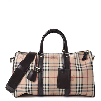 Burberry Haymarket Check Duffle Bag Dark Brown 1 of 20