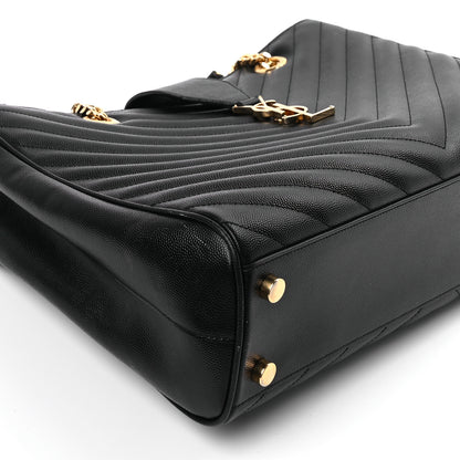 Saint Laurent Grain De Poudre Matelasse Chevron Monogram Shopping Bag Black 8 of 8