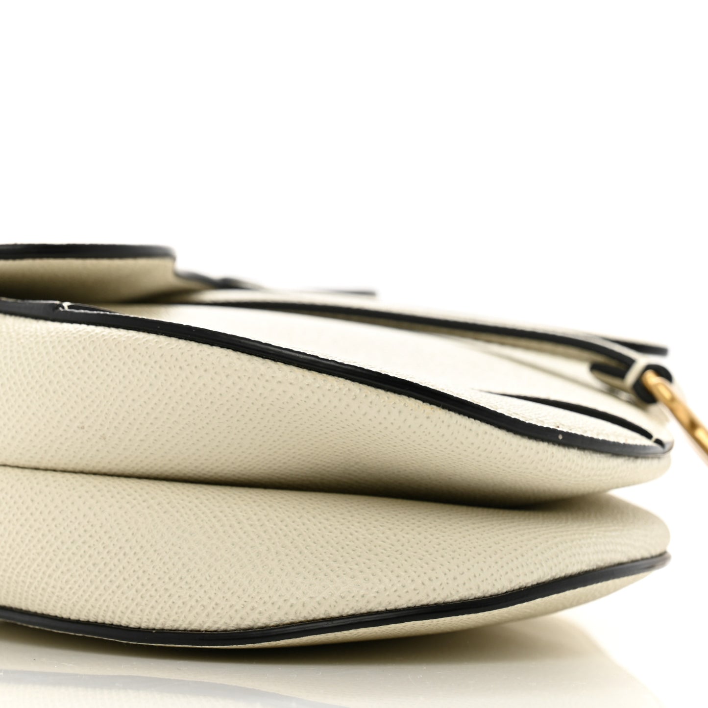 Grained Calfskin Saddle Bag White