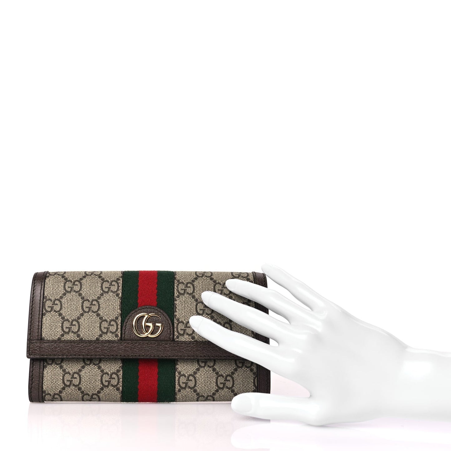 GG Supreme Monogram Web Ophidia Continental Wallet Brown