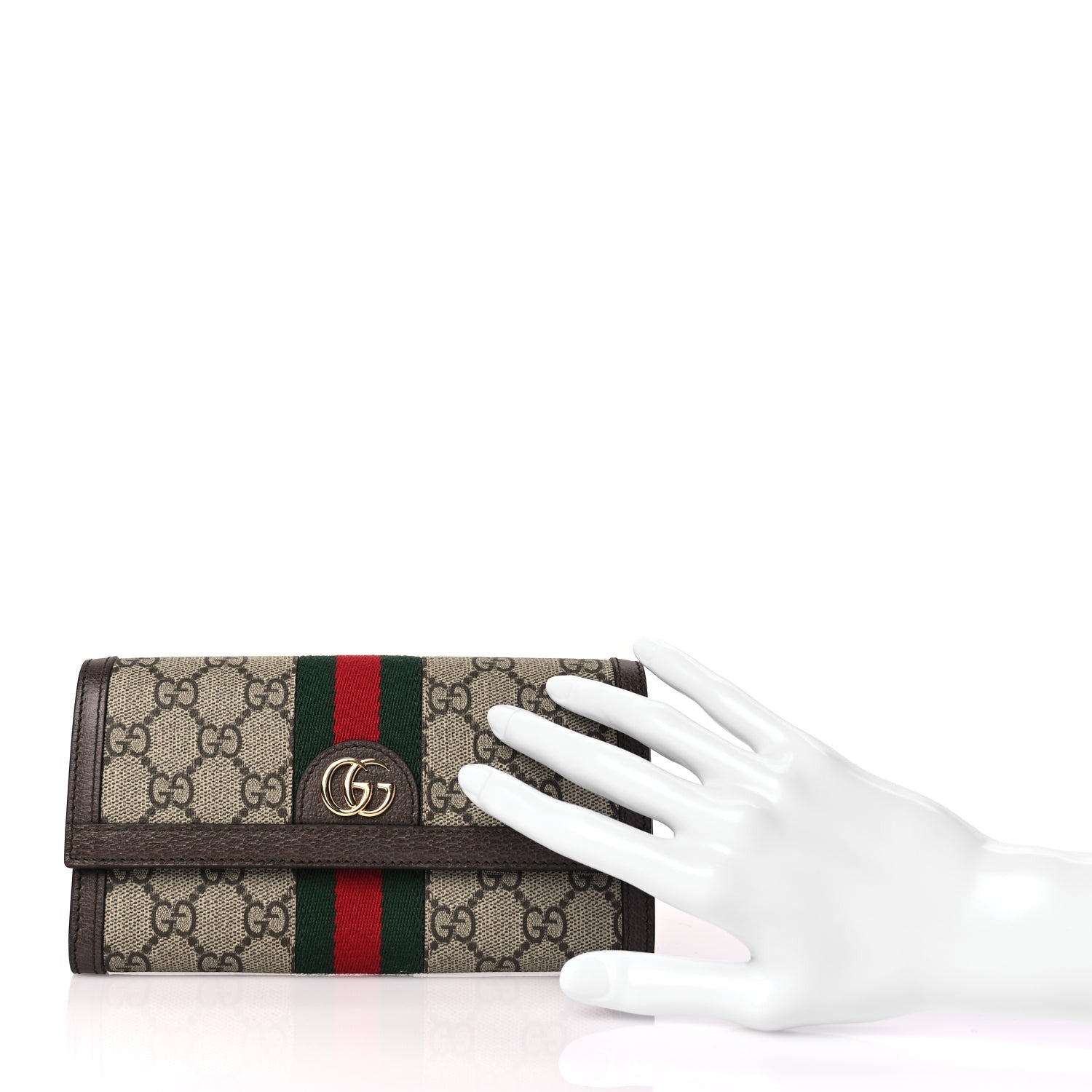 Gucci GG Supreme Monogram Web Ophidia Continental Wallet Brown 2 of 7