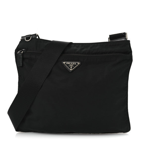 Nylon Vela Flat Messenger Bag Black