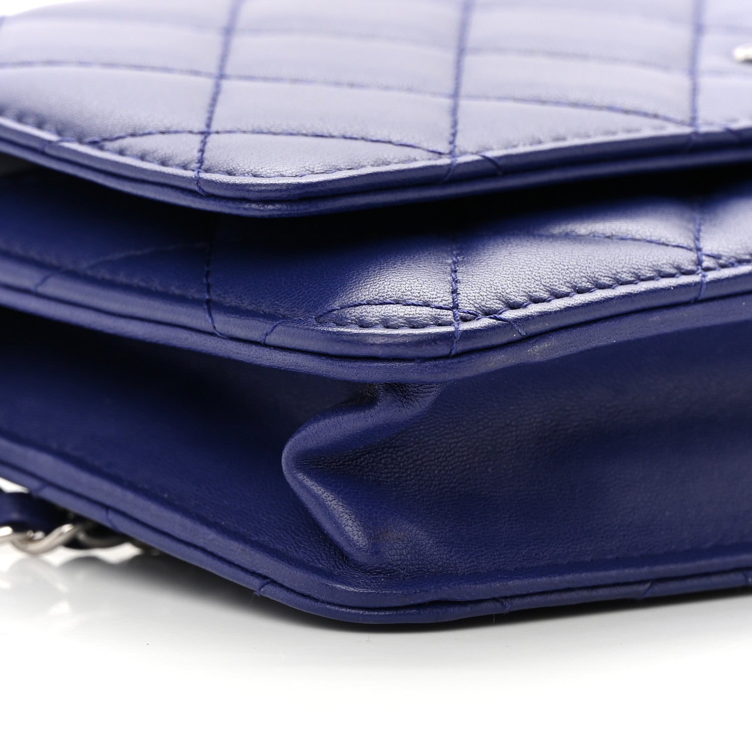 Chanel Lambskin Quilted Wallet On Chain WOC Blue 10 of 16