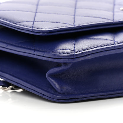 Chanel Lambskin Quilted Wallet On Chain WOC Blue 10 of 16