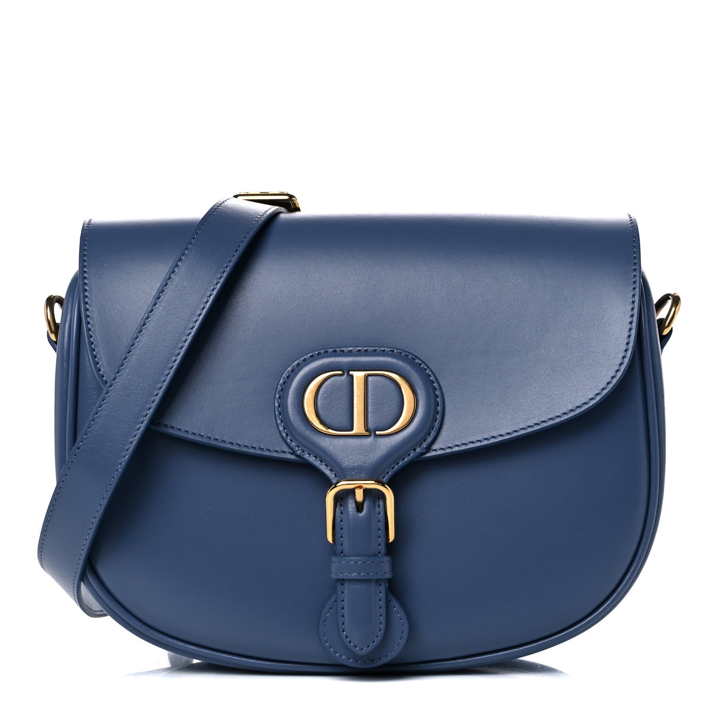 Box Calfskin Medium Bobby Flap Denim Blue