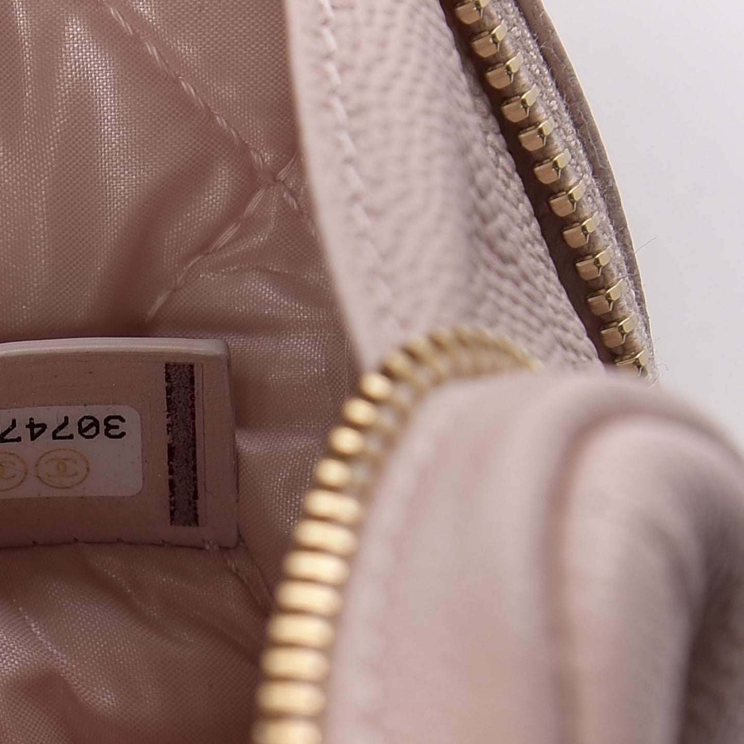 Caviar Quilted Small Curvy Pouch Cosmetic Case Light Pink