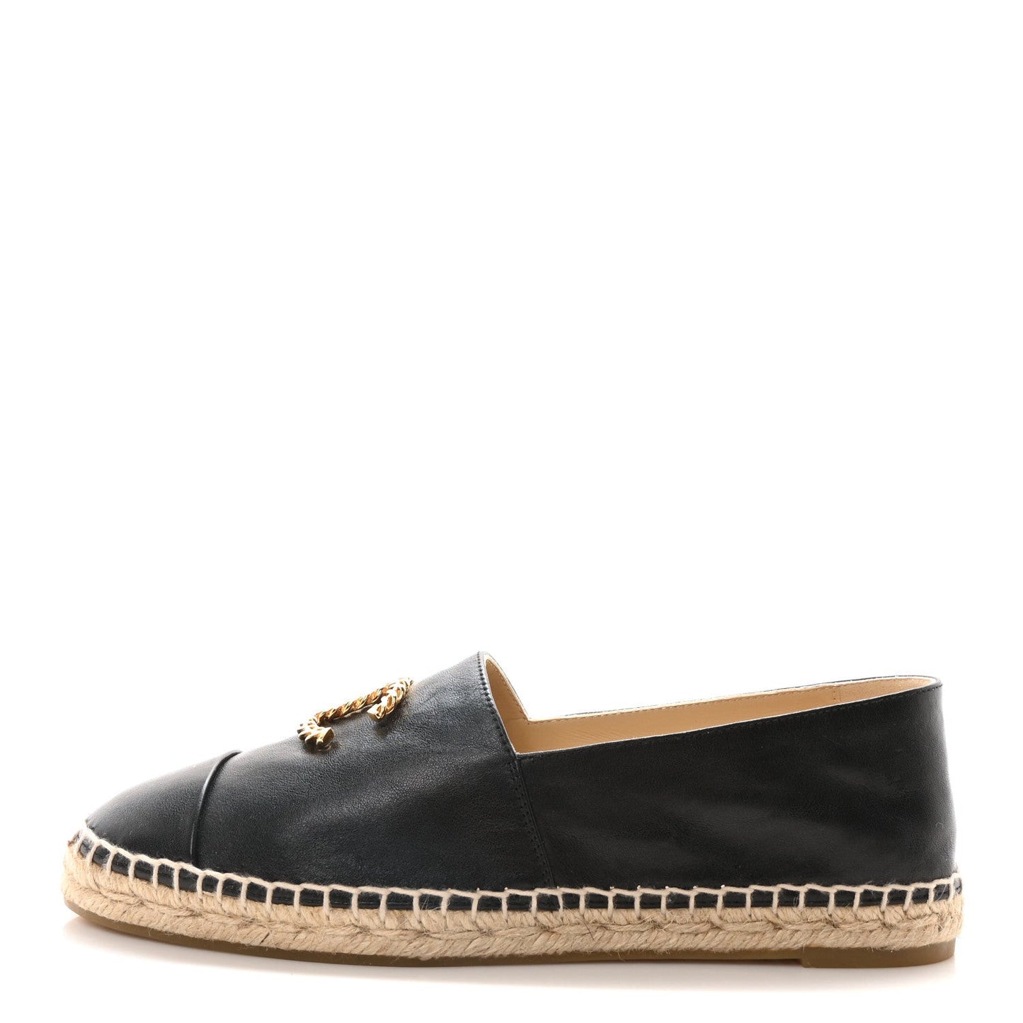 Calfskin Chain CC Espadrilles 40 Black