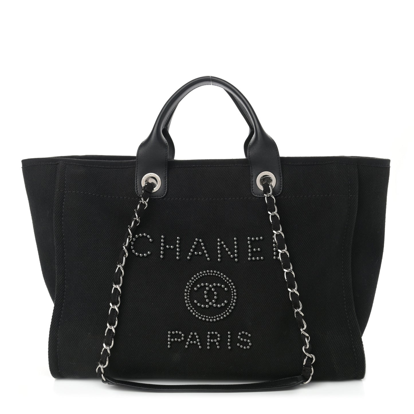 Canvas Pearl Medium Deauville Tote Black