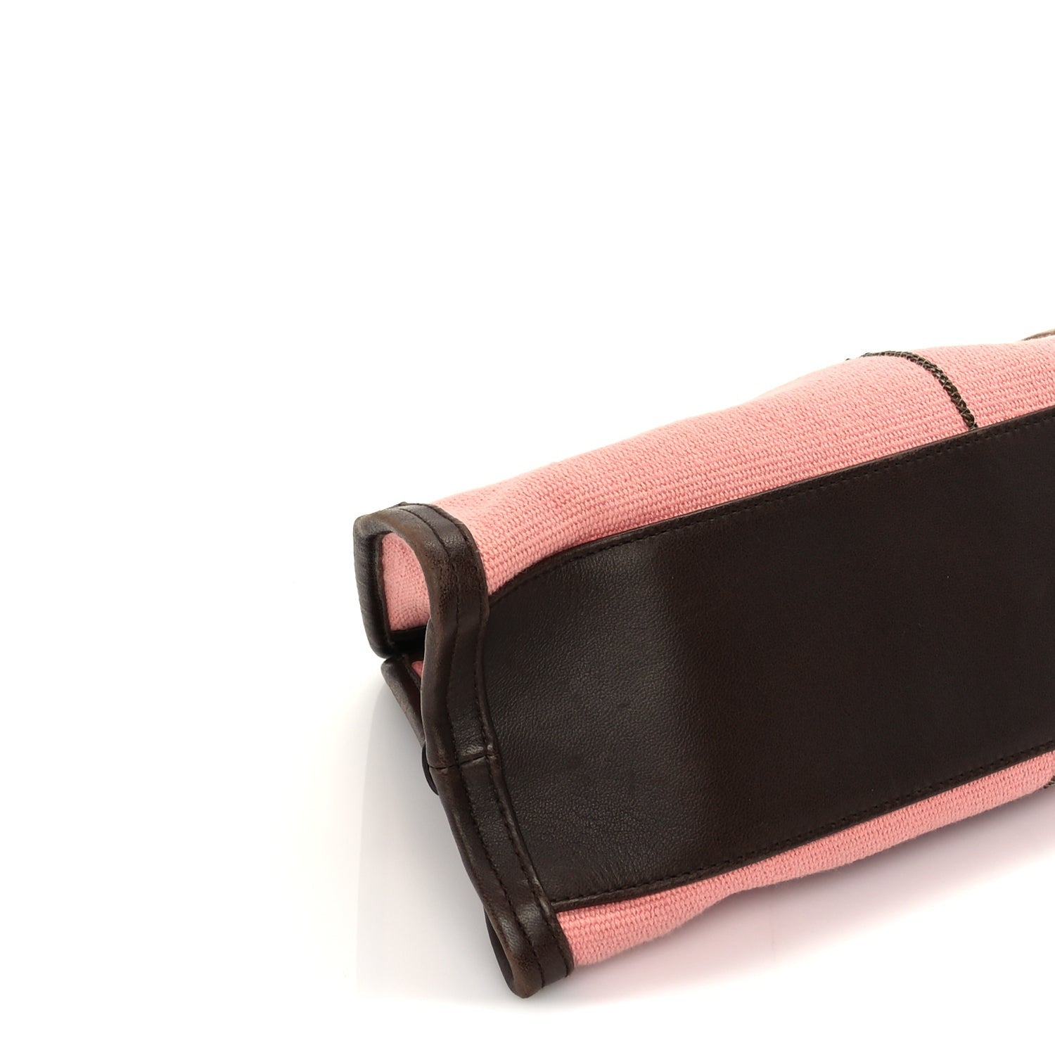 Bottega Veneta Canvas Calfskin Trimmed Shoulder Bag  Pink Brown 7 of 8