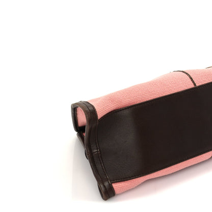 Bottega Veneta Canvas Calfskin Trimmed Shoulder Bag  Pink Brown 7 of 8