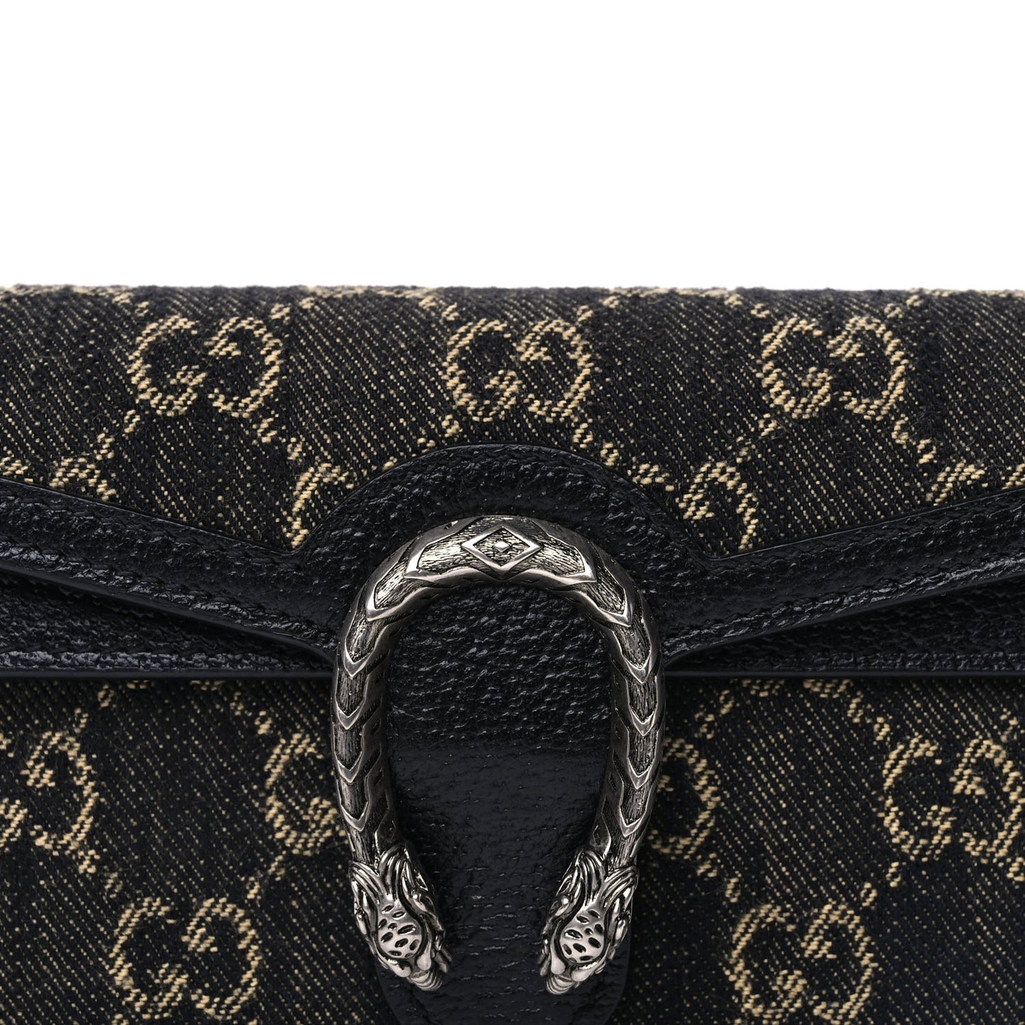 Jacquard Black Denim GG Monogram Super Mini Dionysus Shoulder Bag Black Ivory