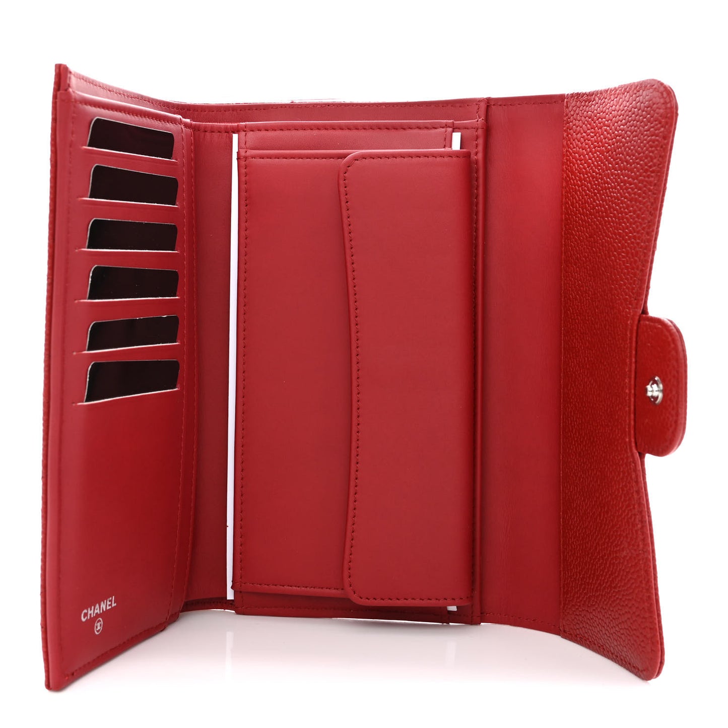 Caviar Quilted Large Flap Wallet Red