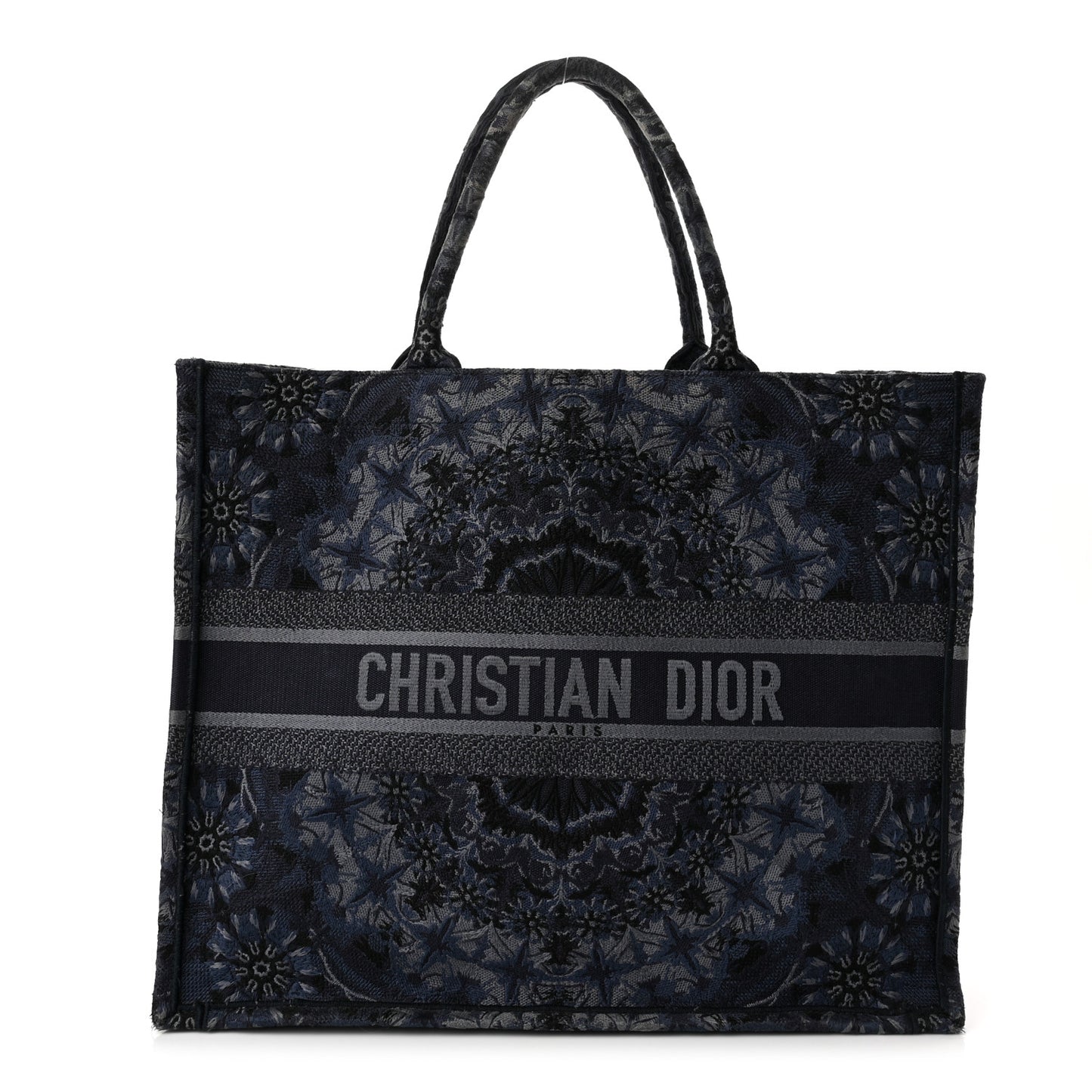 Canvas Embroidered Large KaleiDioroscopic Book Tote Blue