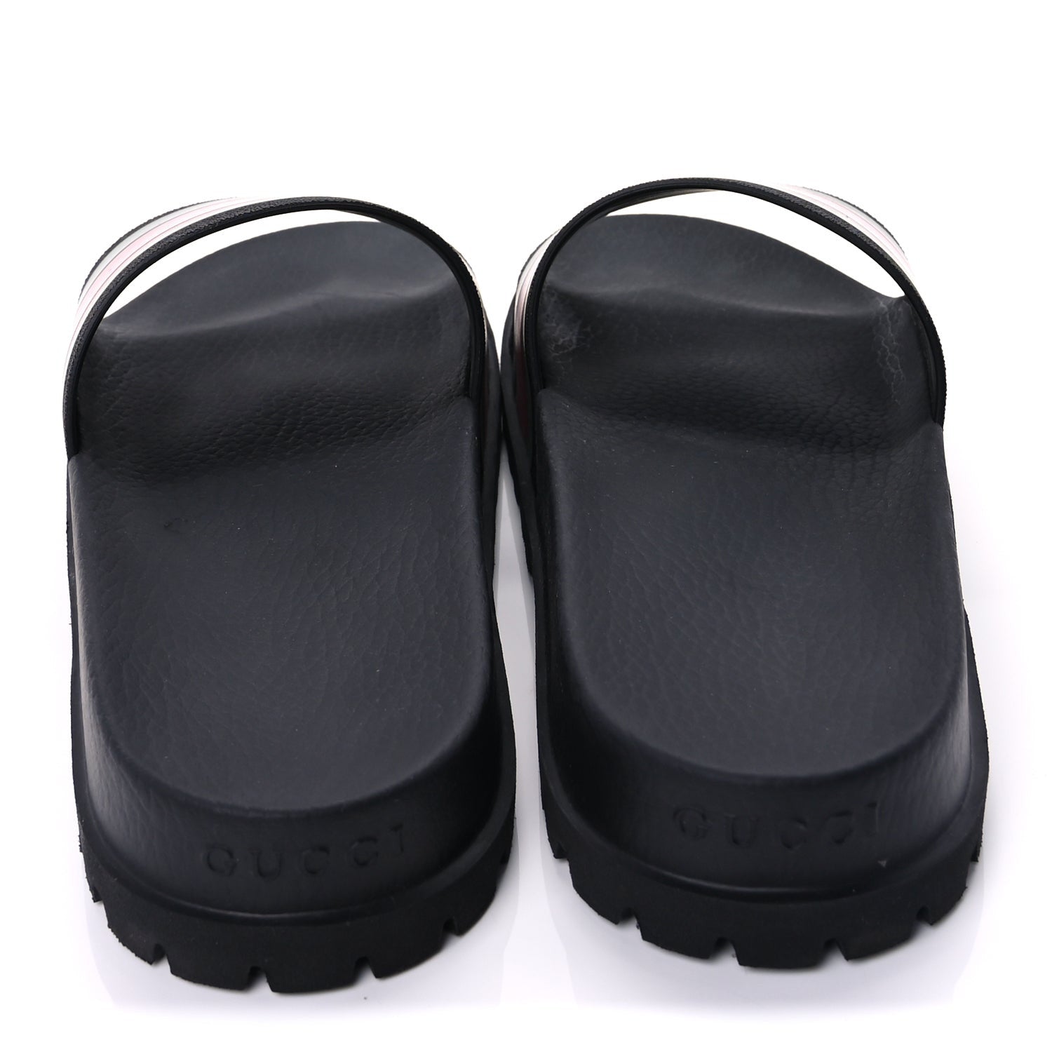Gucci Rubber Web Mens Lug Sole Slide Sandals 10  Black Green Red 5 of 7