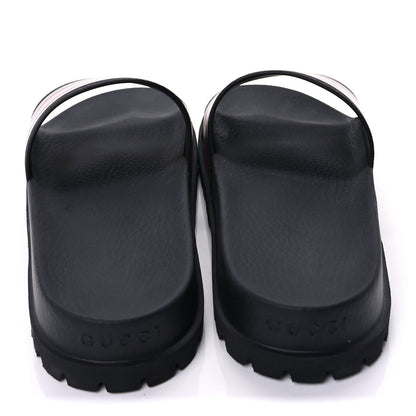 Gucci Rubber Web Mens Lug Sole Slide Sandals 10  Black Green Red 5 of 7