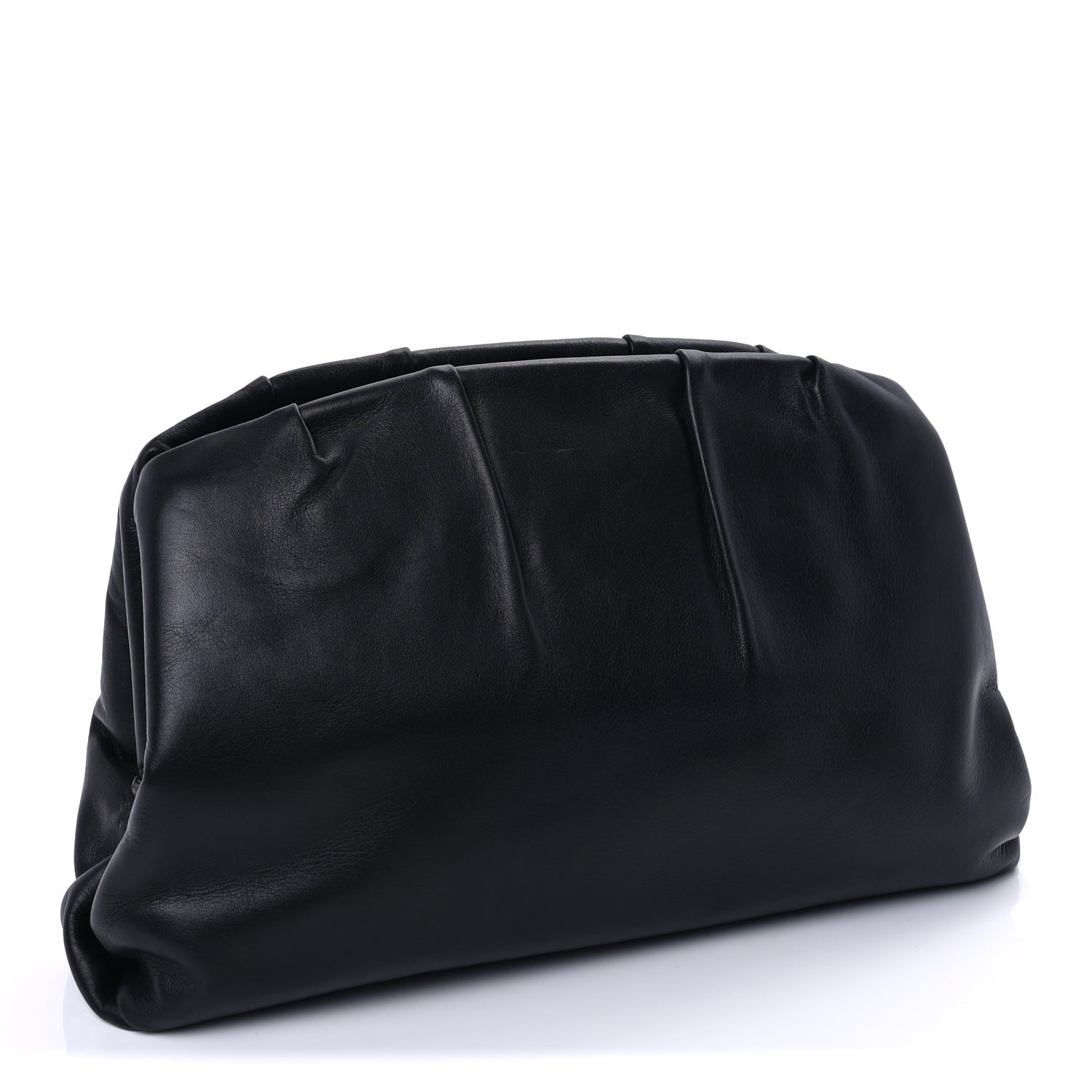 Celine Calfskin Pleated French Lock Clutch  Black 2 of 9