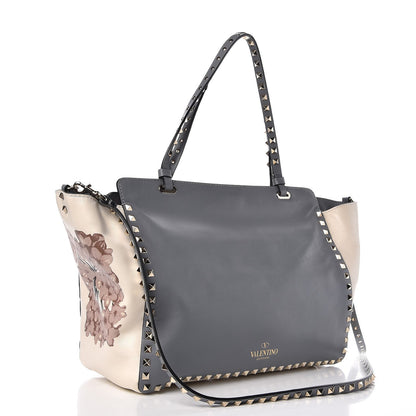 Valentino Garavani Vitello Monogram Kimono 1997 Print Medium Rockstud Tote Light Blue 4 of 7