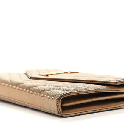 Saint Laurent Grain De Poudre Matelasse Chevron Cassandre Chain Wallet Cork 11 of 12