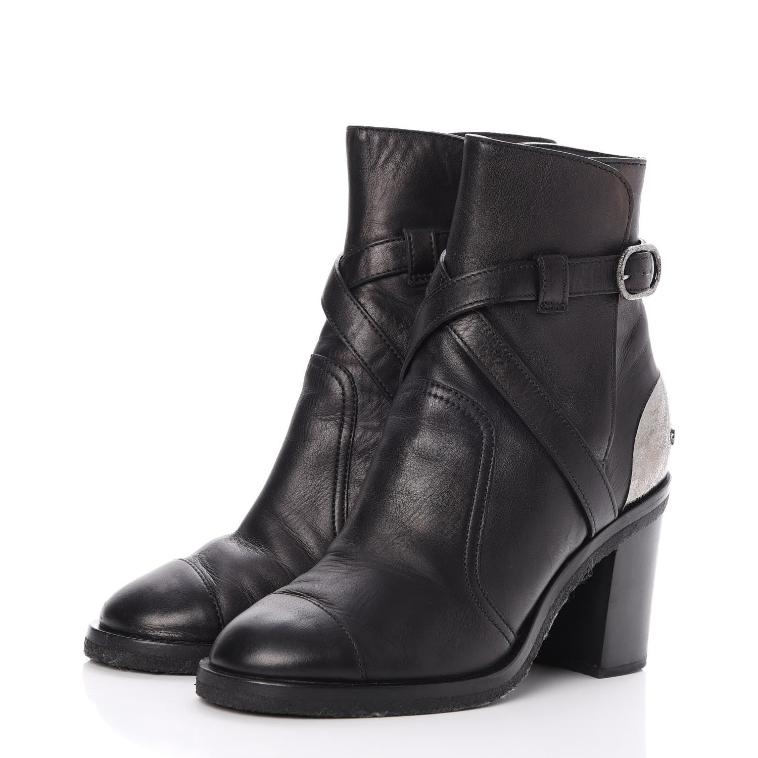 Chanel Calfskin Ankle Boots 35 Black 3 of 10