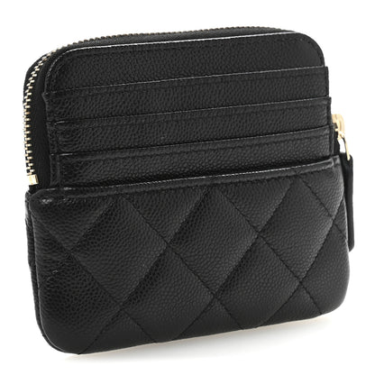 Chanel Caviar Quilted Zip Card Holder Wallet Black 3 of 8