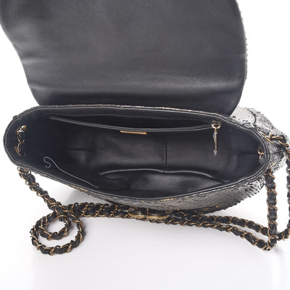 Chanel Metallic Python Hobo Black Gold 5 of 8