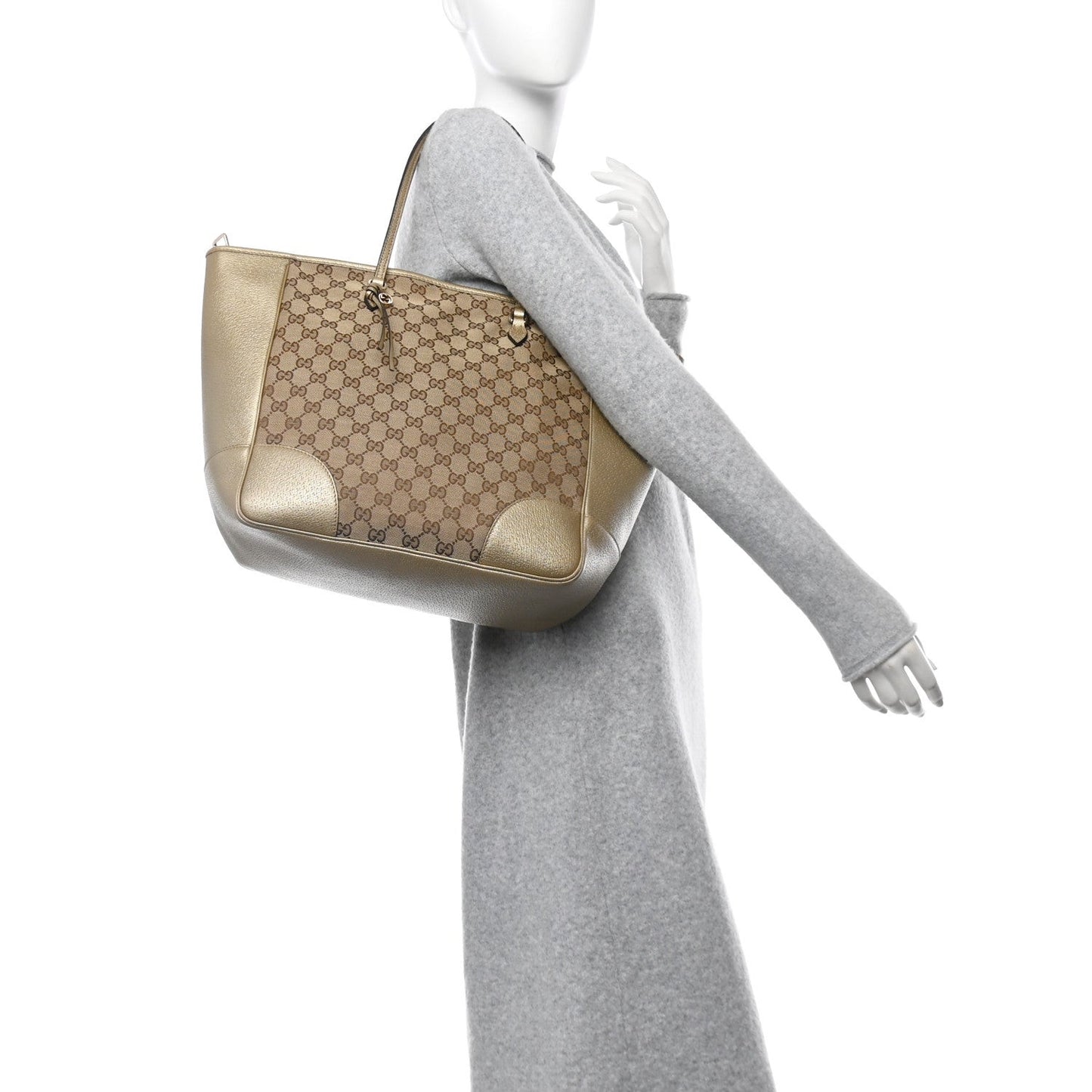 Monogram Medium Bree Zippered Tote Beige Golden Beige