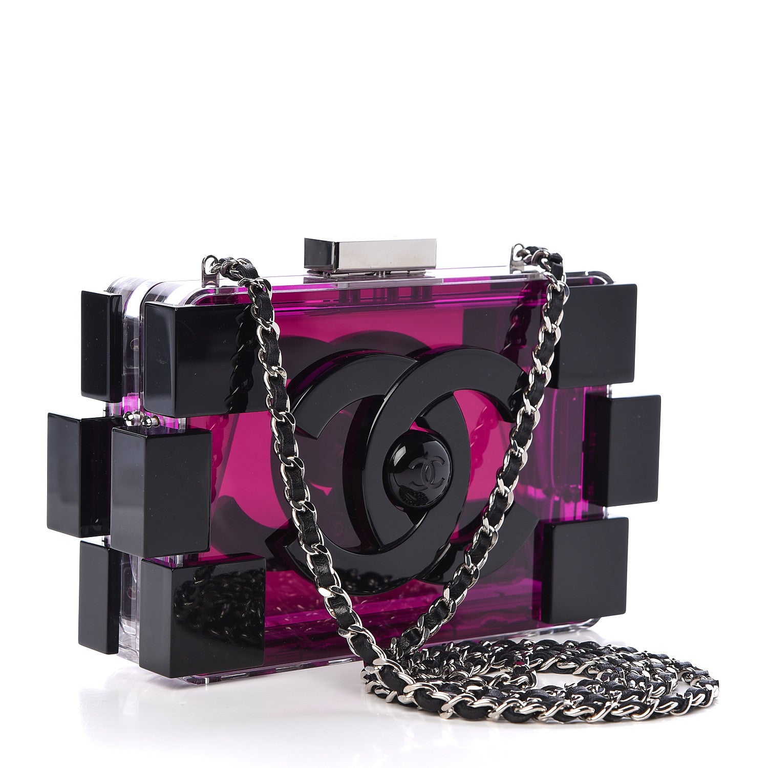 Chanel Plexiglass Boy Brick Lego Clutch Black Pink 3 of 11