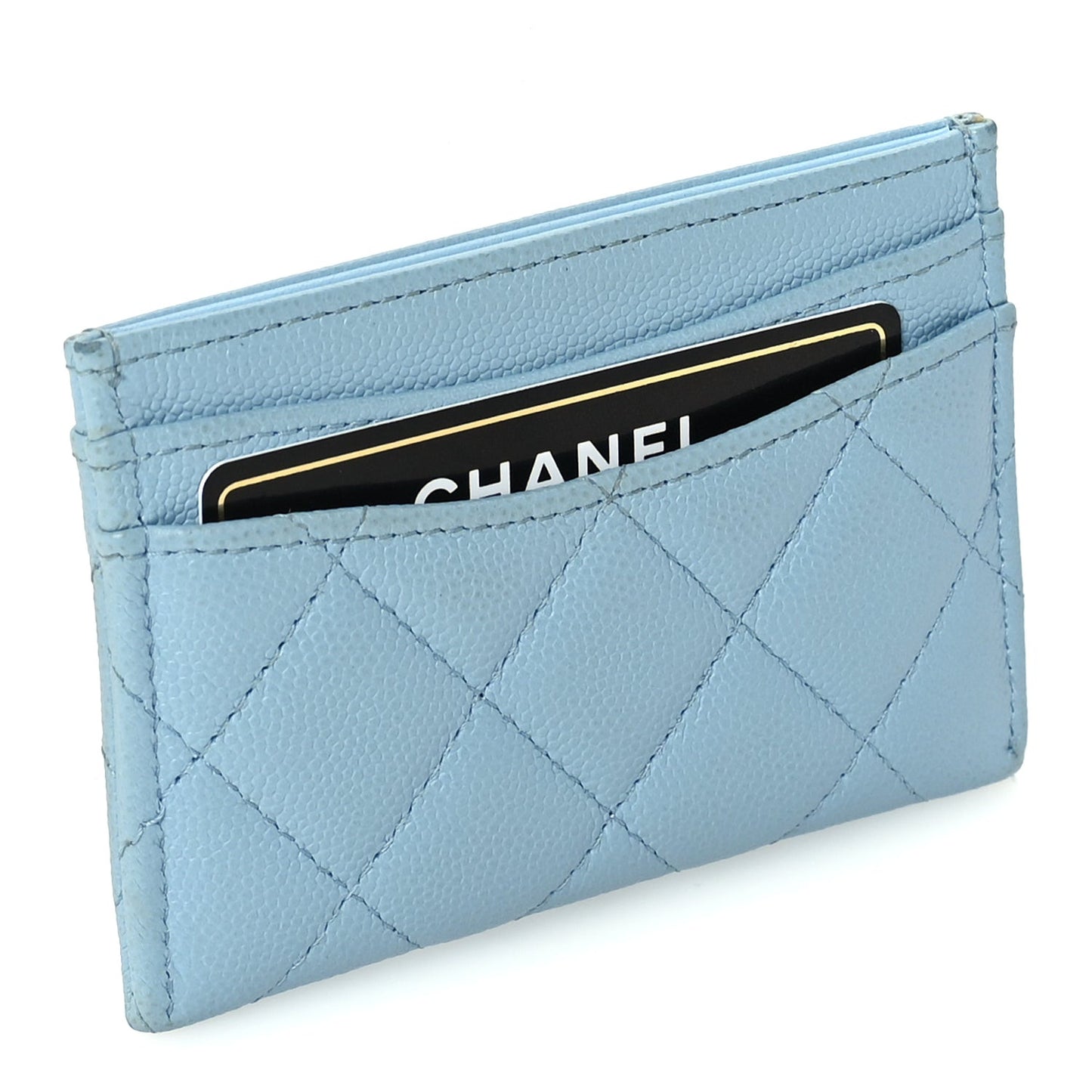Caviar Quilted Card Holder Blue