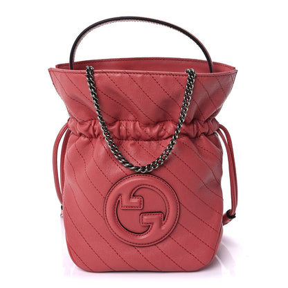 Gucci Sakai Be Green Calfskin Diagonal Stitched Mini Blondie Bucket Bag Pink 1 of 8
