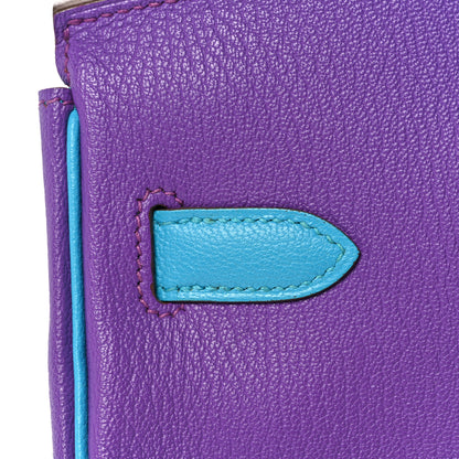 Hermes Chevre Horseshoe Birkin 30 Parme Bleu Aztec 16 of 35