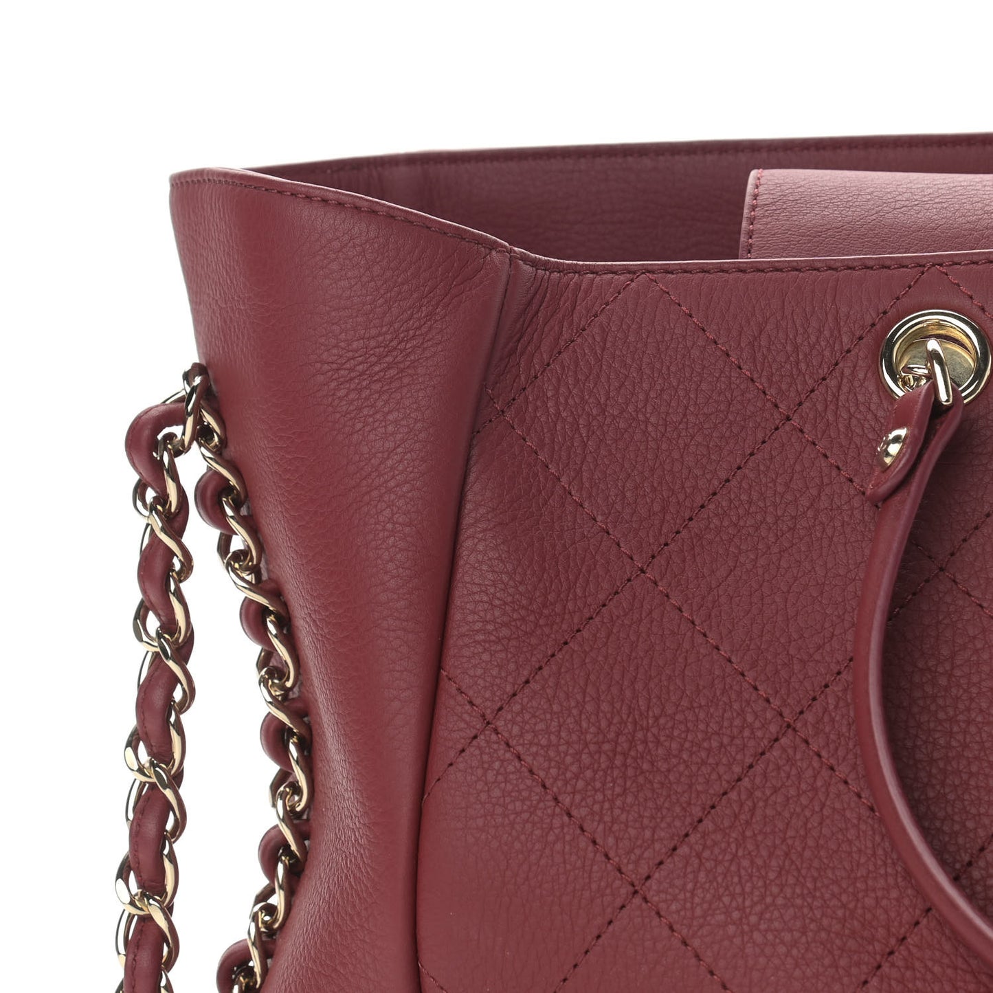 Bullskin Stitched Medium Shopping Bag Burgundy