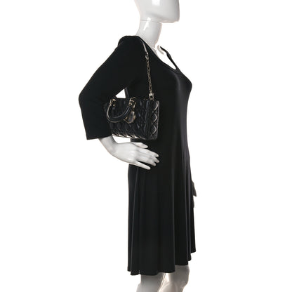 Christian Dior Lambskin Cannage Lady D-Joy Black 2 of 11