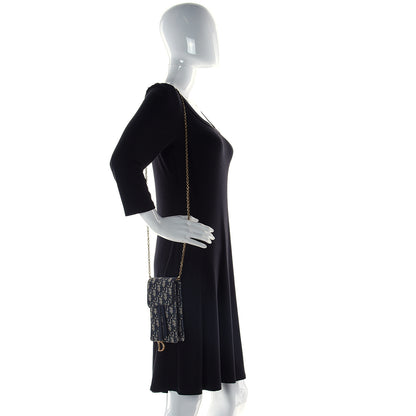 Christian Dior Oblique Vertical Saddle Pouch Blue 2 of 10