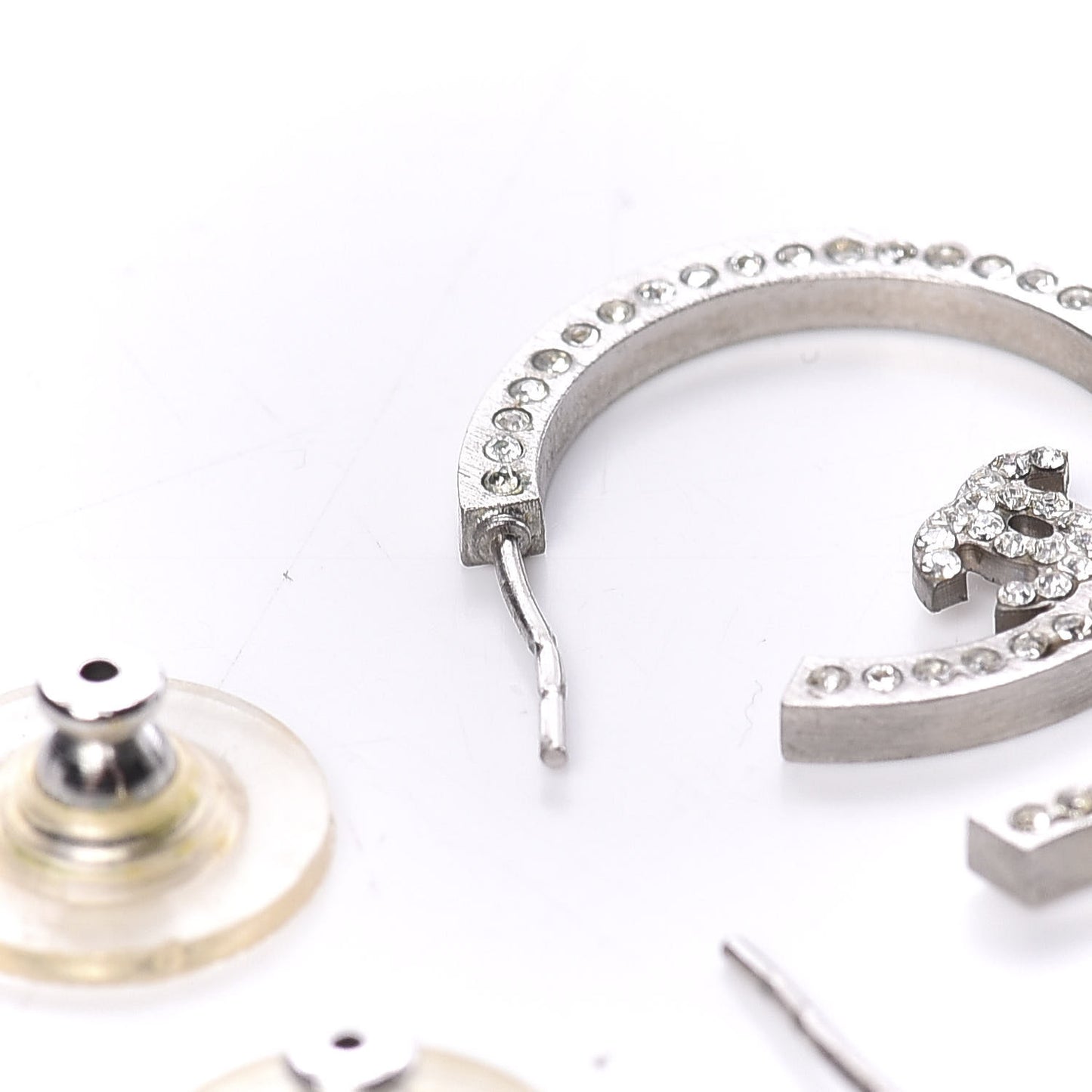 Crystal CC Hoop Earrings Silver