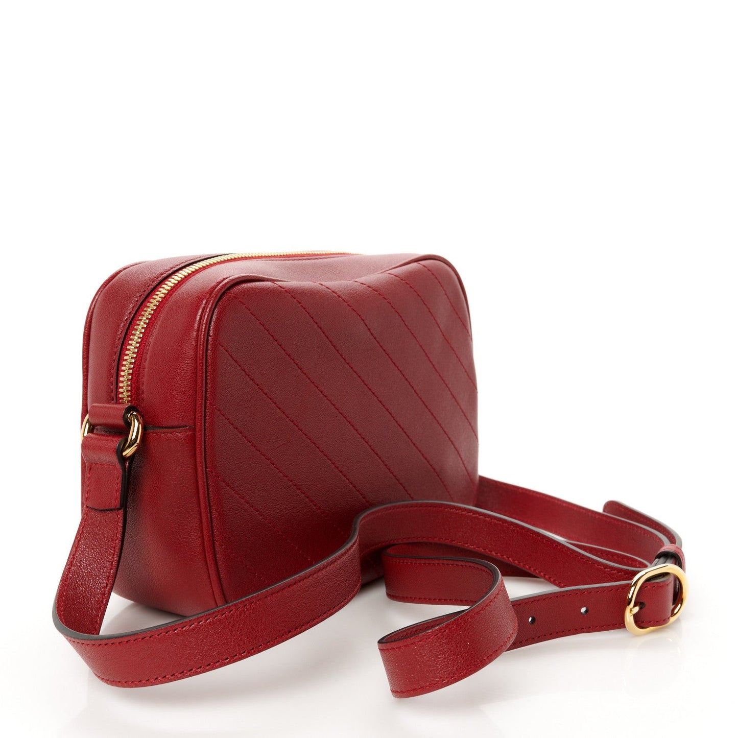 Sakai Be Green Calfskin Diagonal Stitched Small Blondie Shoulder Bag Rosso