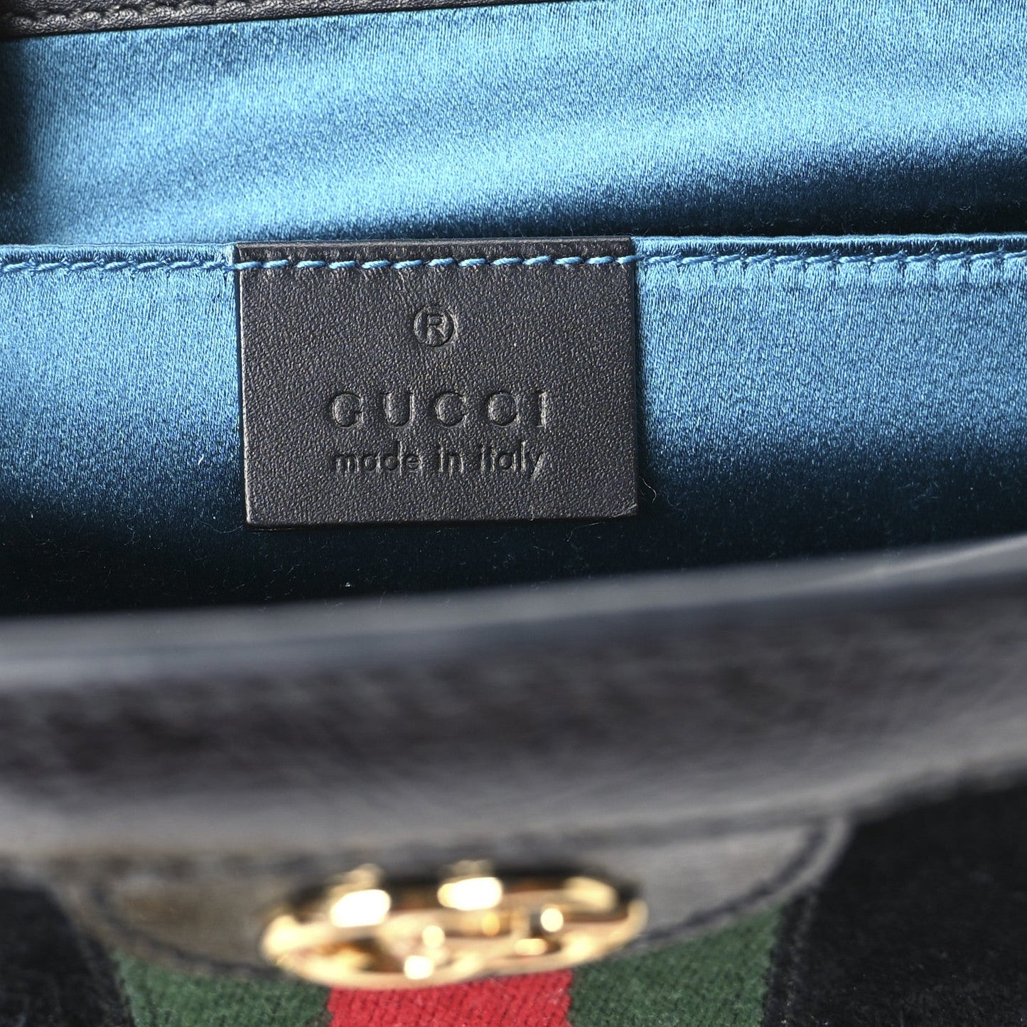 Suede Patent GG Web Small Ophidia Chain Shoulder Bag Black