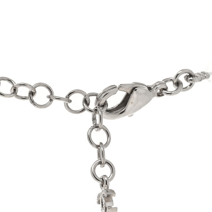 Chanel Crystal Bead CC Drop Necklace Silver 4 of 5